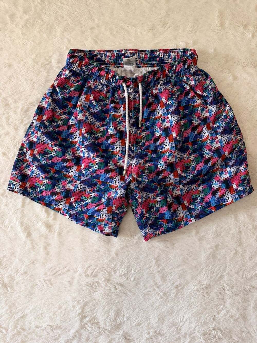 BERTIGO Men’s Large Geometric Mosaic Print Swim Trunks Mesh Lining